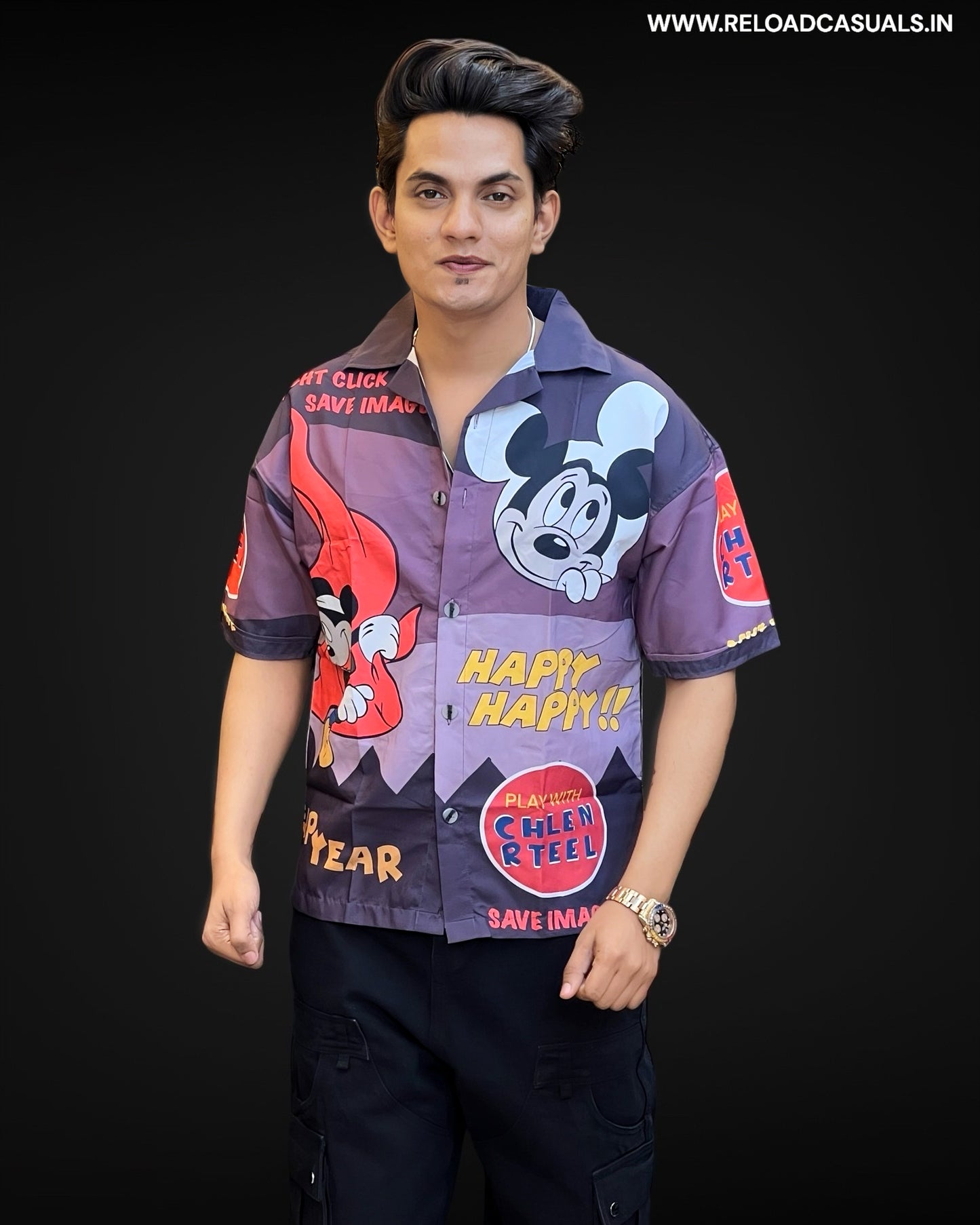 Micky Imp Print Half Shirt