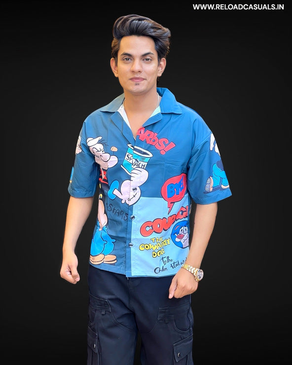Poppy Design Print Half Shirt