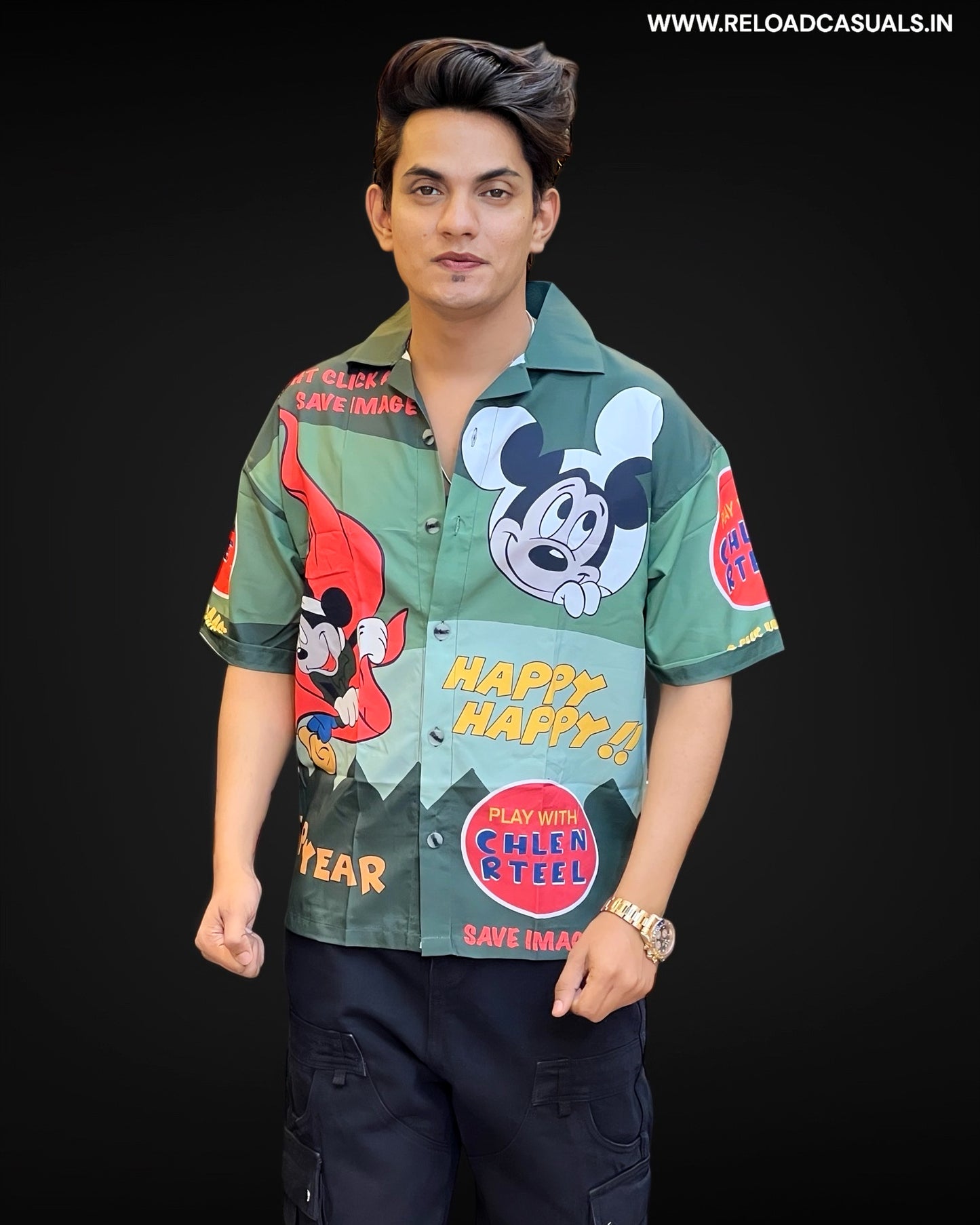 Micky Imp Print Half Shirt