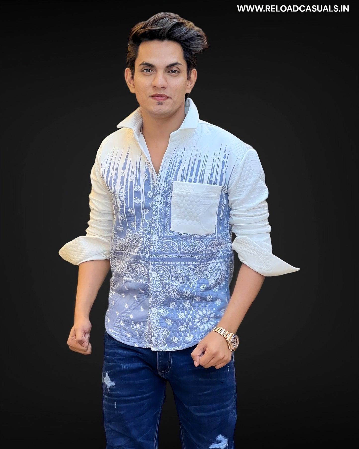 Spread Collar Print Imp Shirt