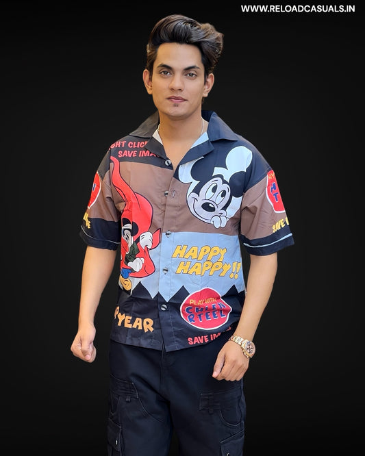 Micky Imp Print Half Shirt