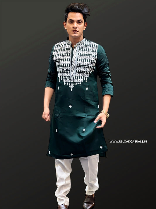 Embroidery Thread Work Kurta & Pyjama - Combo