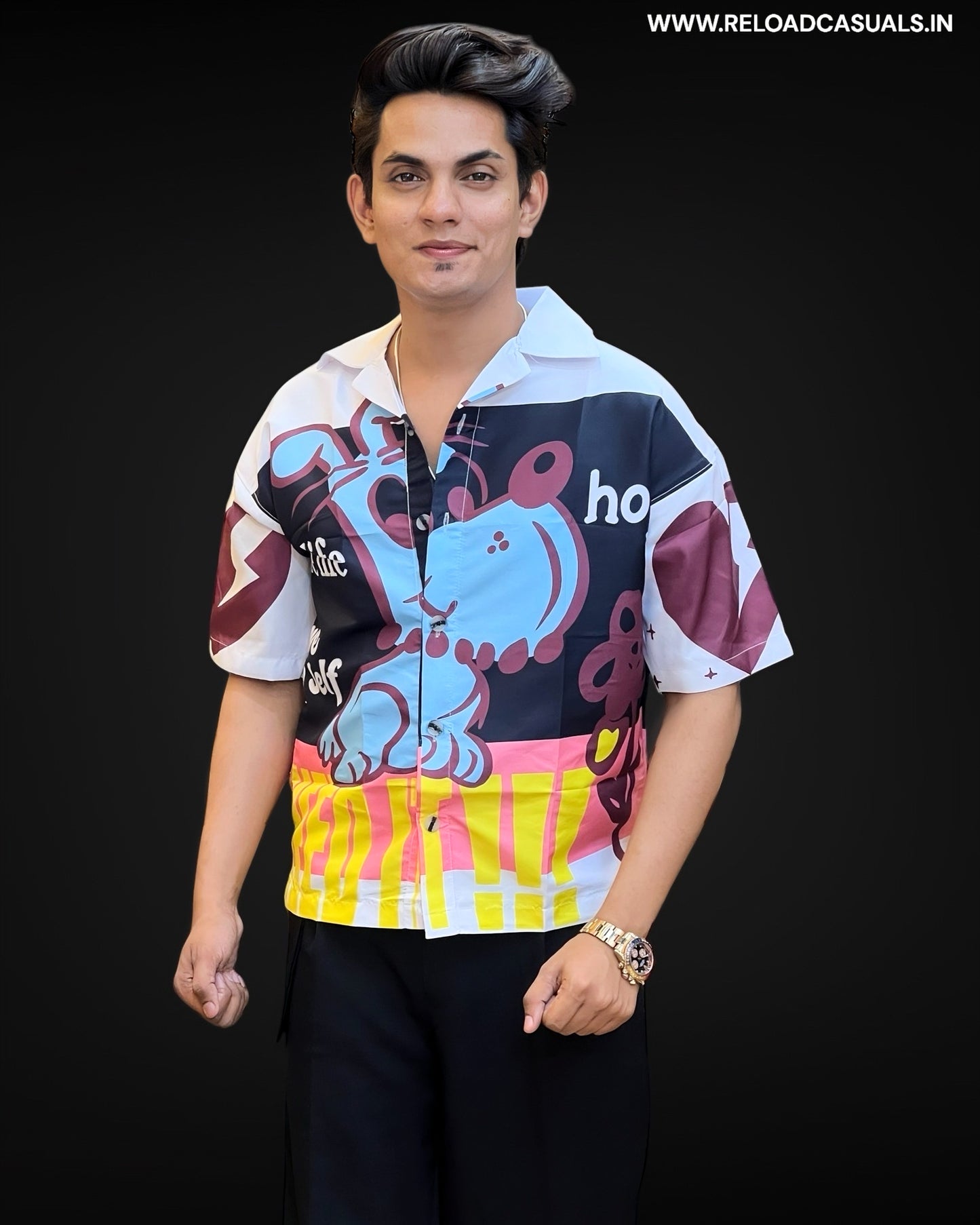 Urban Trend Men's Print Half Shirt