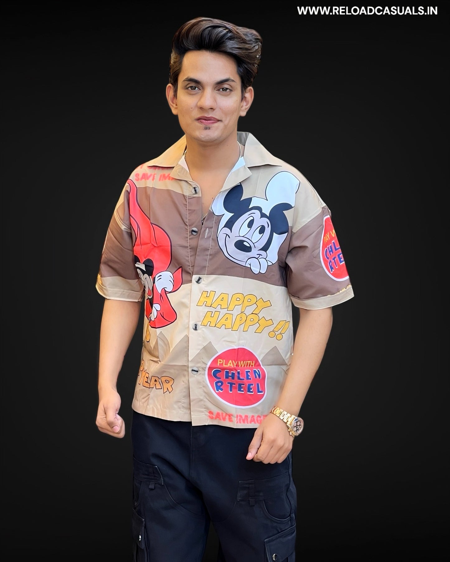 Micky Imp Print Half Shirt