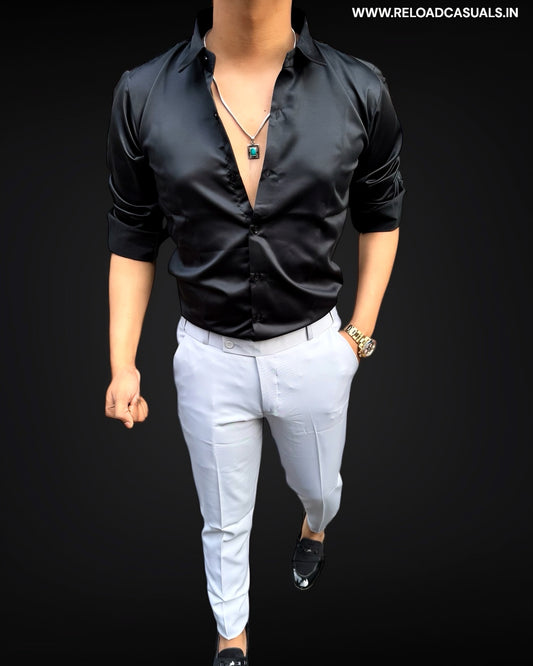 Satin Shirt & Adj Lycra Pant - Combo