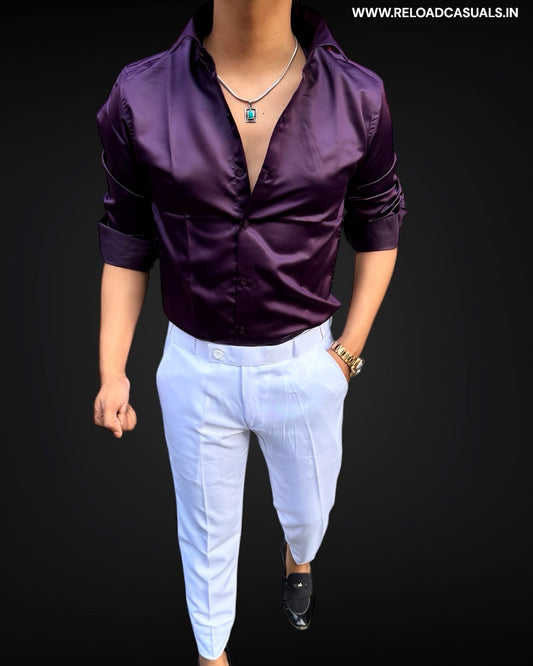 Satin Shirt & Adj Lycra Pant - Combo